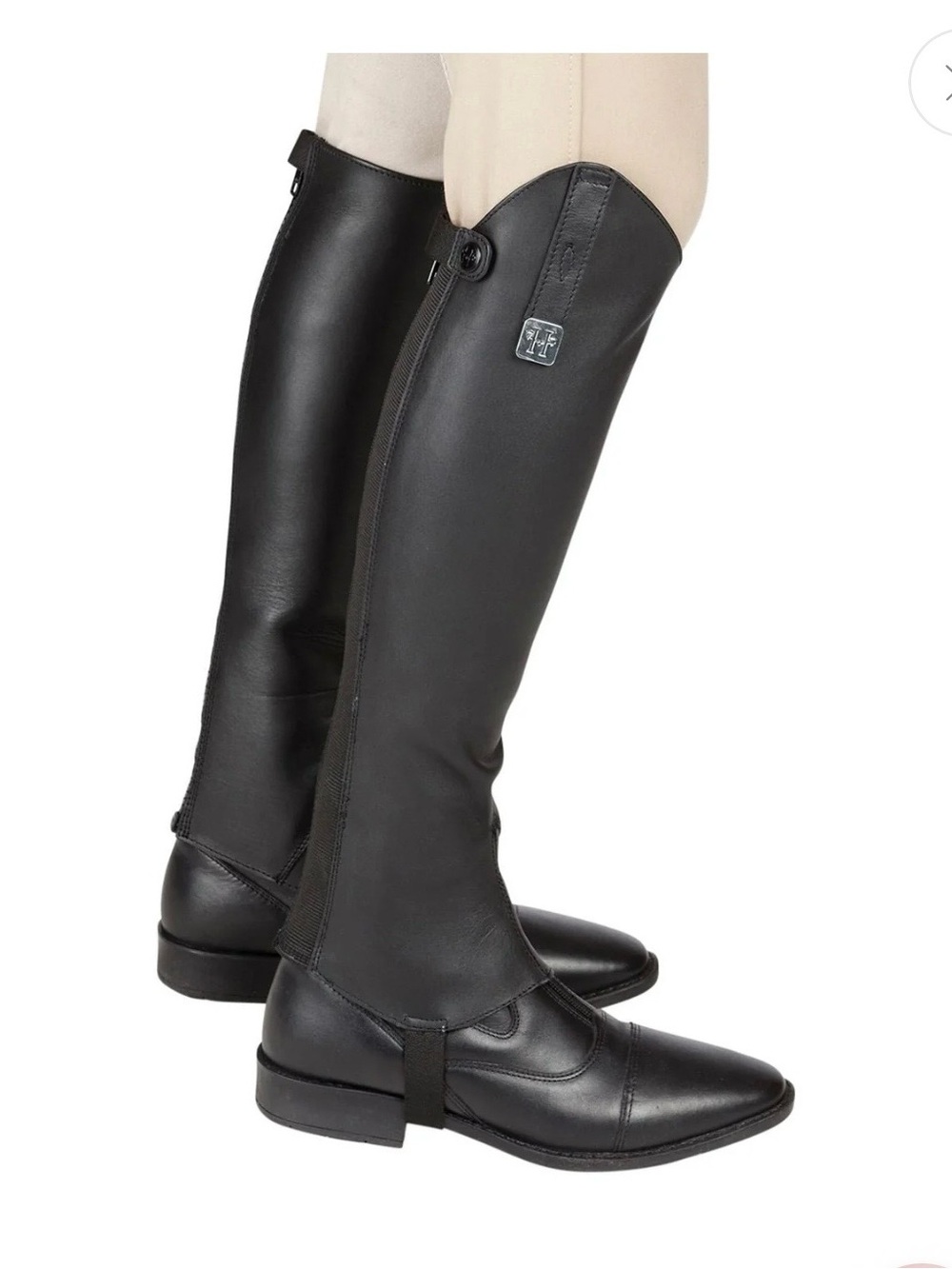Huntley Equestrian Custom Fit Premium Leather Half Chaps Small Black NWT